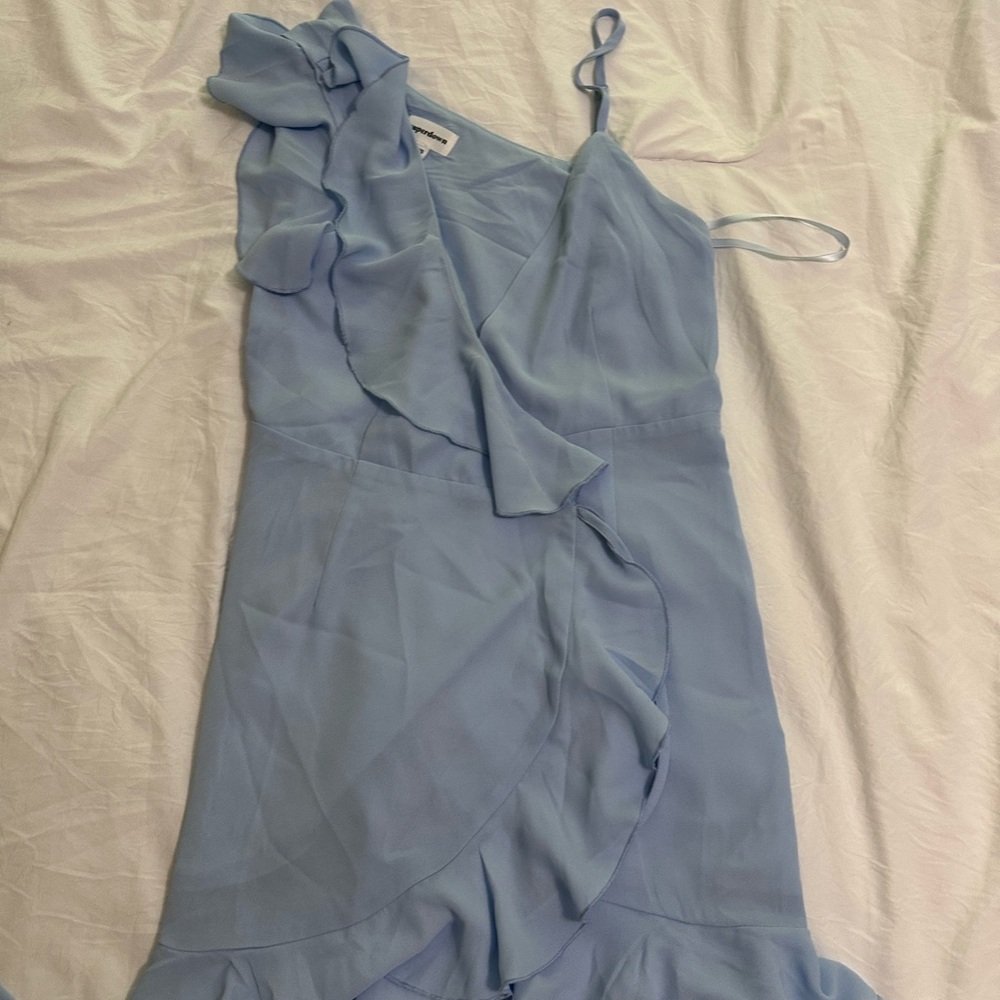 Superdown Gray Asymmetrical Cocktail Sundress - image 1